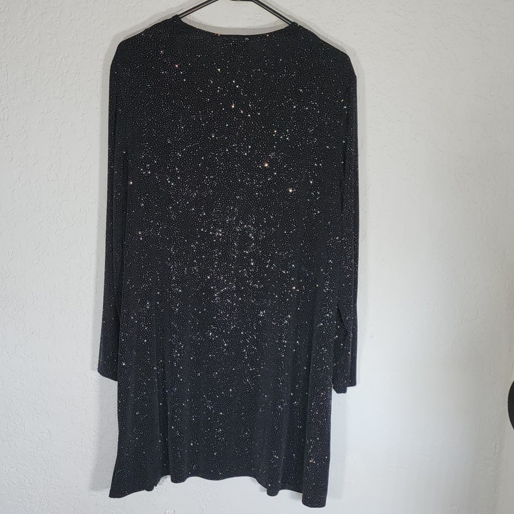 Delta Burke Black Glitter Open Evening Duster Cardigan Plus 1X Long Sleeve - Picture 5 of 5